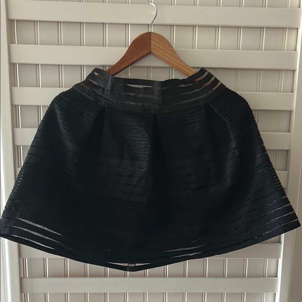 Lulumari Black Skater Mini Skirt Pleated Casual